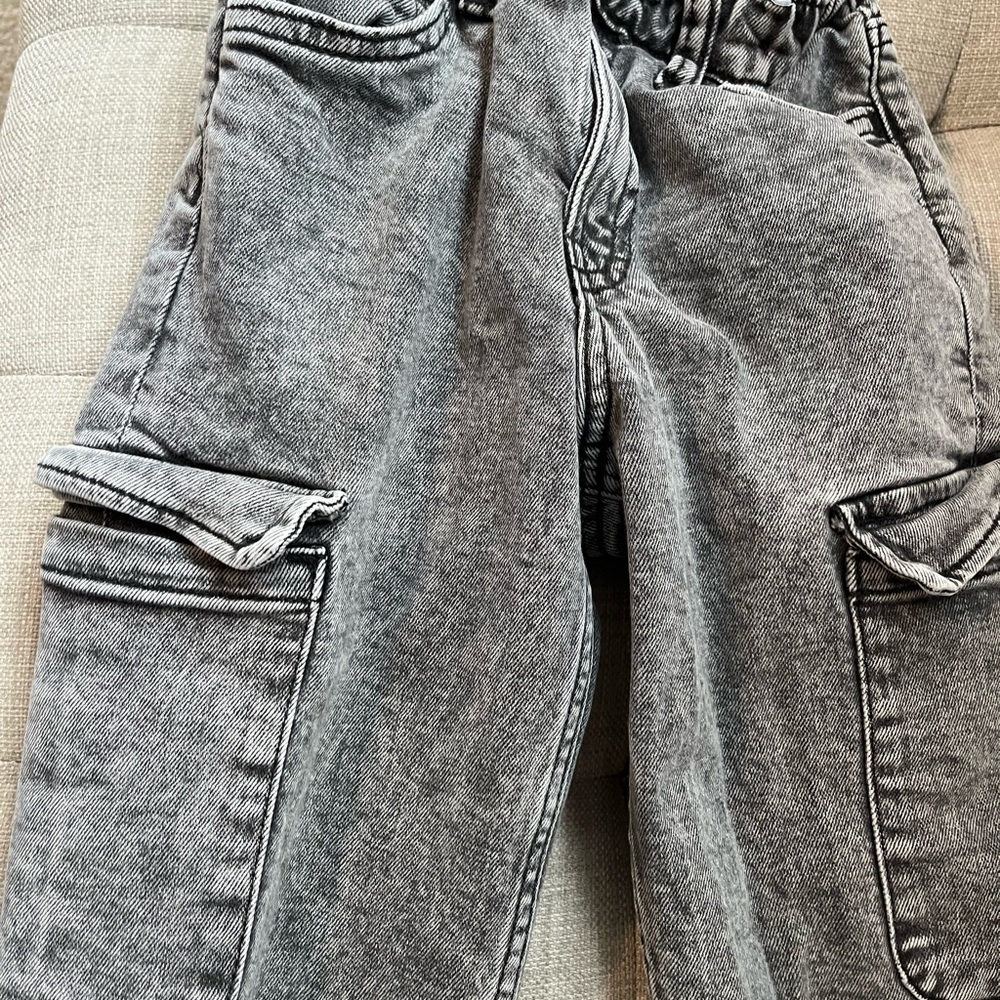 H&M Boys Washed Black Cargo Jeans